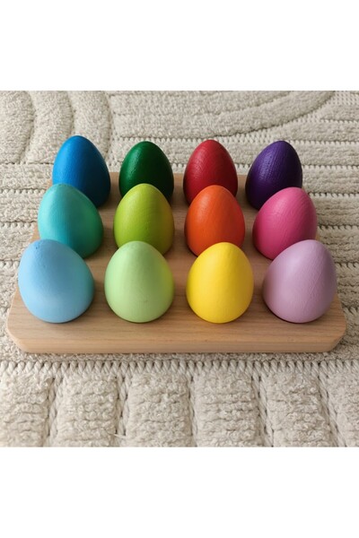 Moccotoys Montessori - Waldorf Eşleştirme Tablalı Yumurtalar T1-4 (12 Renk)