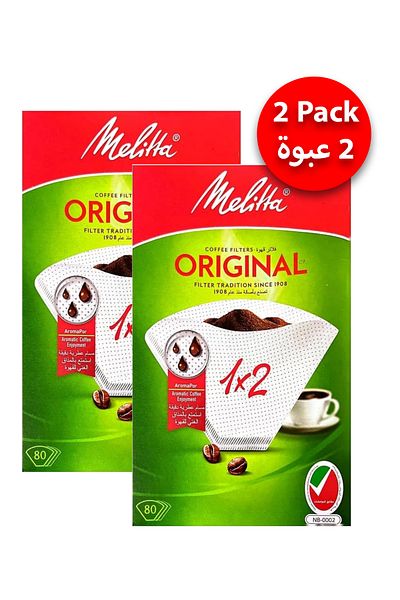 melitta Pack of 2 Coffee Filter 1x2 80 Coffee Filters, Original (160 Filters)