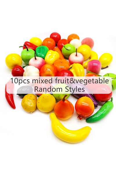 Choice 10 MIX fru veg 10/20pcs Mini Simulation Fruits & Vegetables Foam Household Decoration Miniature Orna