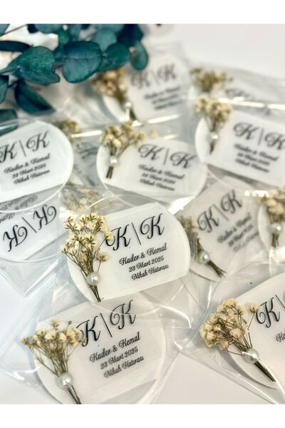 ouzhanya hediyelik Söz Nişan Nikah Magneti Cipso Çiçekli El Boyması Şeffaf Ma...