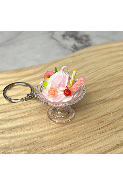 Choice سلسلة مفاتيح وردية اللون على شكل آيس كريم، سلسلة مفاتيح طعام إبداعية ل...
