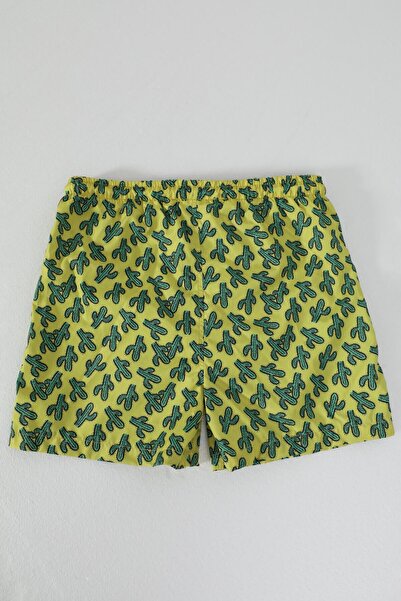 MARKAPIA Boys - Yellow Cactus Swim Shorts, Mesh