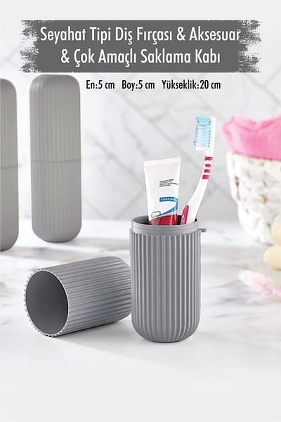 Depa Gray Travel Type Toothbrush & Accessory Box & Multi-Purpose Storage Container