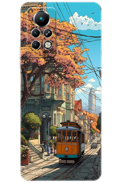 Ceppare iNfinix Note 11 Pro (X697) Uyumlu Kılıf Desen Baskılı Silikon Tramvay...