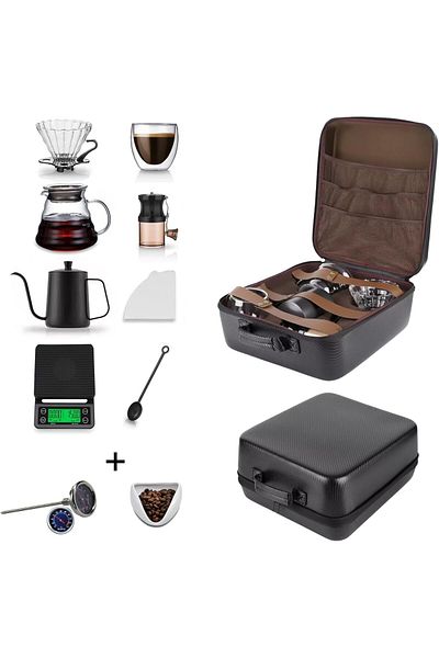 GUSN COFFEE V60 Drip Coffee Tool Bag - Complete 10-Piece Set Perfect for Travel and Trips
