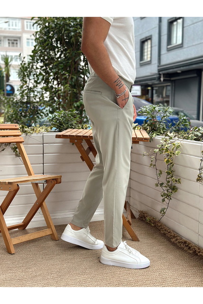 manch collection Παντελόνι Jogger με ένα κουμπί Mint