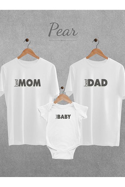 Pear Wear Best Mom Dad Baby's 3'Ers Printed Tshirt Bodysuit