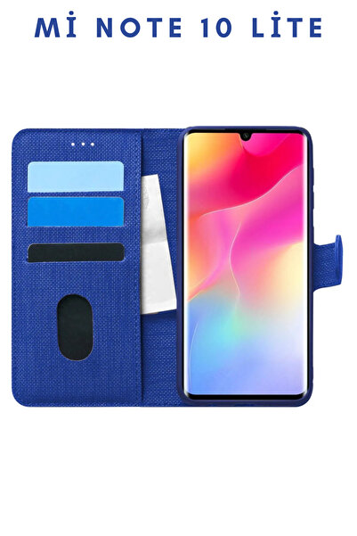 UPEKA Xiaomi Mi Note 10 Lite Kılıf Kumaş Desenli Cüzdanlı Standlı Kapaklı Kılıf