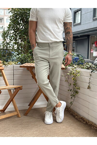 manch collection Παντελόνι Jogger με ένα κουμπί Mint