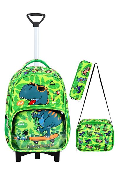 Kingston Hill Set de 3 genți pentru școala primară Dinosaur Rickshaw - Mecanism de rikșă staționar (picior frontal pliabil)