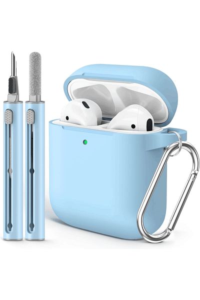 Choice Light Blue Airpods Case Cover 2&1(2019) With Cleaner Kit,soft Silicone Protective Case For Apple Air