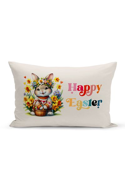 Bertille Home Κάλυμμα μαξιλαριού με ριχτάρι διπλής όψης σειράς άνοιξης (Κάλυμμα μαξιλαριού για το Πάσχα της Άνοιξης)
