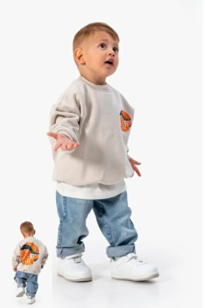 Minytrendy Erkek Bebek Çocuk Oversize Cool Boy Swearshirt  Spor Alt Üst Takım...