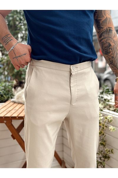 manch collection White Single Button Jogger Pants
