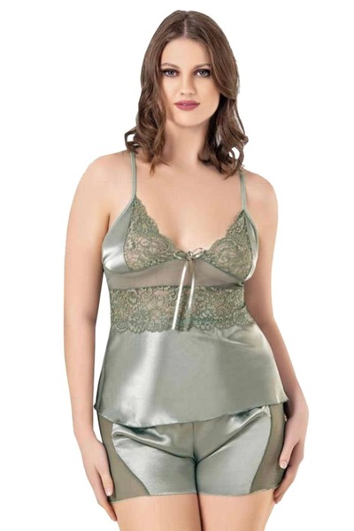 Viselya Σετ Σορτς Αθλητικό Μεγάλου Μεγέθους Δαντέλα τεμαχίων Water Green