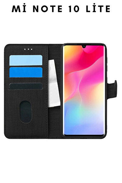 UPEKA Xiaomi Mi Note 10 Lite Kılıf Kumaş Desenli Cüzdanlı Standlı Kapaklı Kılıf