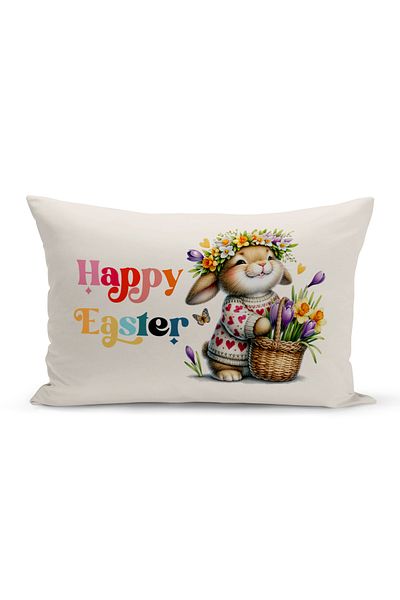 Bertille Home Κάλυμμα μαξιλαριού με ριχτάρι διπλής όψης σειράς άνοιξης (Κάλυμμα μαξιλαριού για το Πάσχα της Άνοιξης)