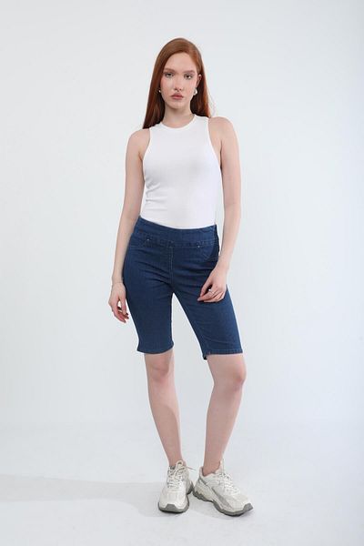 Bluewhite Pantaloni scurți de damă, albastru închis, din lycra elastic