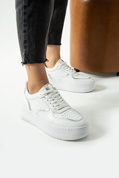 walviss Γυναικείο πάνινο παπούτσι με ψηλή σόλα από γνήσιο δέρμα Jega με κορδόνια