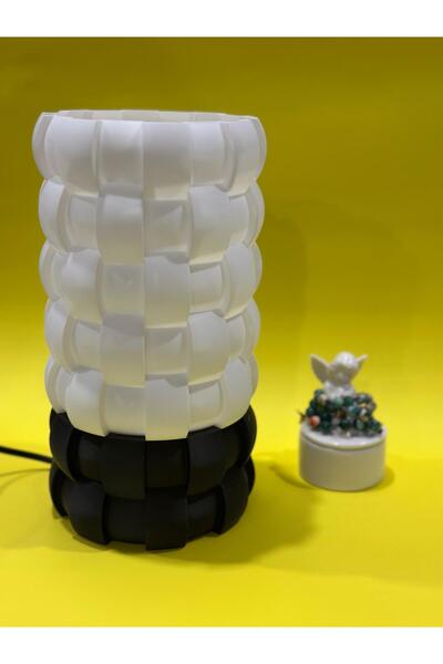 Ela Crafts Modern Black-White Hera 3D Print Lampshade – On/Off Switch, Bulb G...