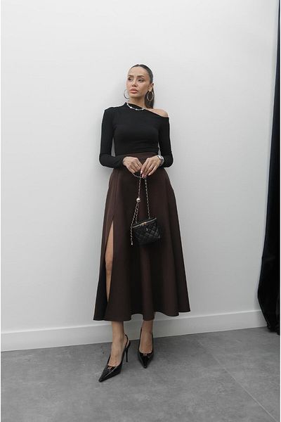 Havoş Καφέ φούστα Mitte Slit