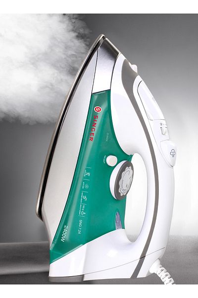 SİNGER Steam iron Stainless Steel soleplate 2400 Watt Green,White iron