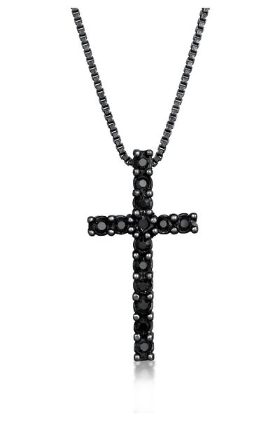KUZZOI Herren Kreuz Crystal Halskette - 925 Silver Religion Design