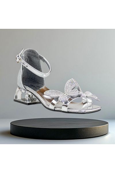 JOJO KIDS Girl Transparent Short Heels Shoes , Evening Dress Shoes