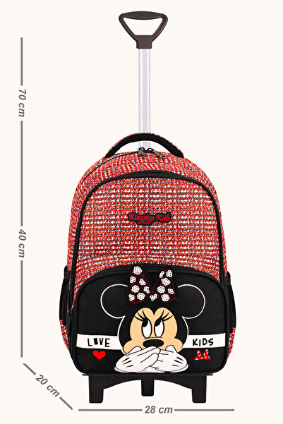 Kingston Hill Minnie Mouse Çekçek 3 Lü Ilkokul Çanta Seti - Sabit Çekçek Mekanizması (KATLANIR ÖN AYAK)