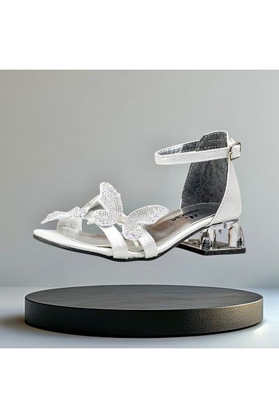 JOJO KIDS Girl Transparent Short Heels Shoes , Evening Dress Shoes