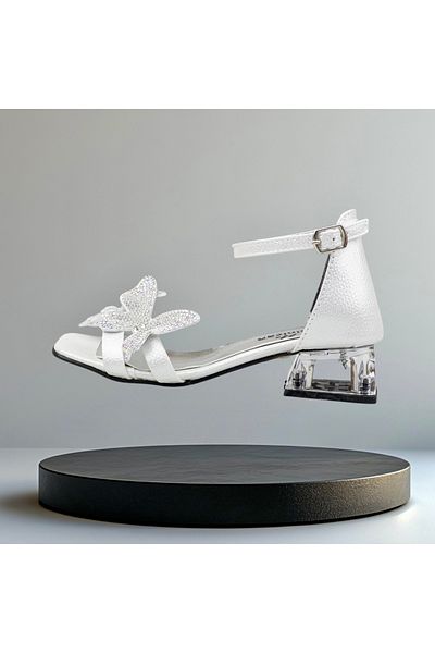 JOJO KIDS Girl Transparent Short Heels Shoes , Evening Dress Shoes