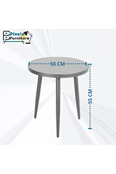 PixelsFurniture طاولة دائرية جانبية من بكسل الأثاث للقهوة بسطح من الخشب وبأطراف من المعدن, طاولة جانبية متينة