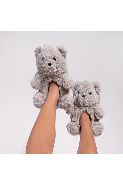 Twigy تيدي نسائي، مقاس النادل، شبشب حيواني رمادي 36/41