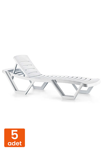 Alezy Ayarlanabilir Kademeli Arkalık Tekerlekli Şezlong 5 Adet