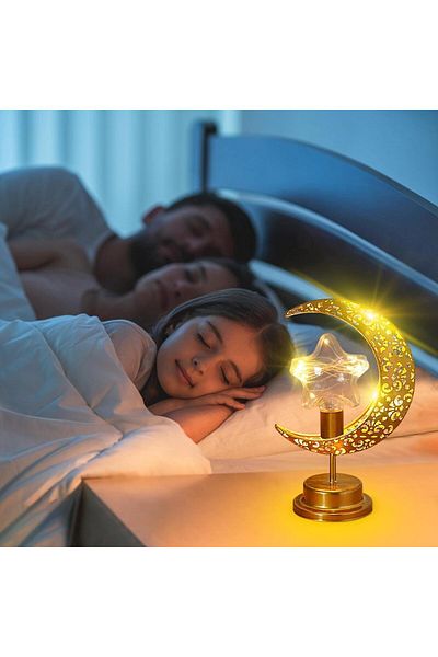 COOYA LED Moon Lamp, Iron, for Muslim Festival, Bedroom Table Decoration