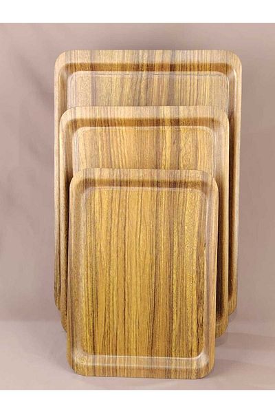 Tria houseware 2 Piece Wooden Serving Tray  Rectangle Set