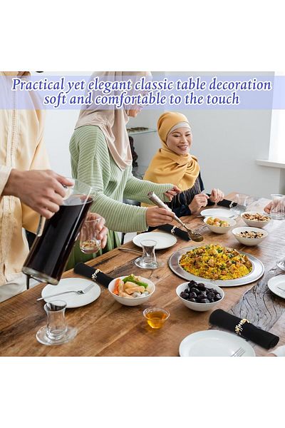 COOYA 6Pcs Ramadan Napkin Rings, Bismillah Letter Metal Napkins, Eid Dinner Cloth Napkin Rings, Gold