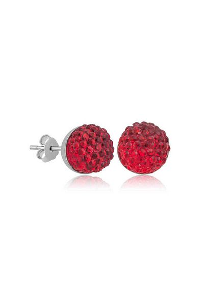 Skygo Red Silver Crystal Studded Women's Earrings