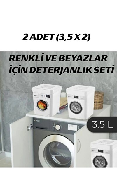 HOMEU Deterjan Kutusu 2’li Set – 3.5 Litre Kapasiteli, Beyaz Ve Renkliler Için Ayrı Saklama Çözümü