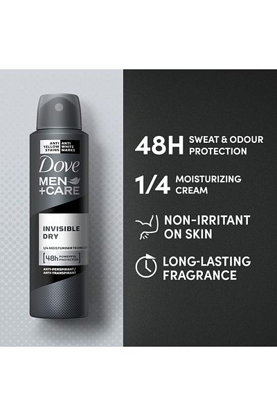 Dove Men Invisible Dry Antiperspirant Spray 150ml X 2
