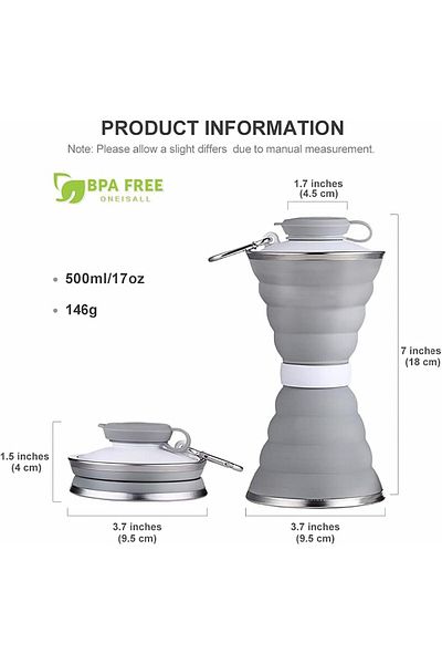 COOYA Collapsible Water Bottle, Leak-Proof, Food-Grade Silicone, BPA-Free, Heat & Cold Resistant
