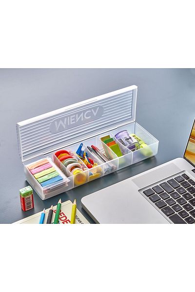 HOMEU 2 Pieces Ring 6 Compartment Jewelry Buckle Box with Cover Drawer Organizer Ring Hobby Box
