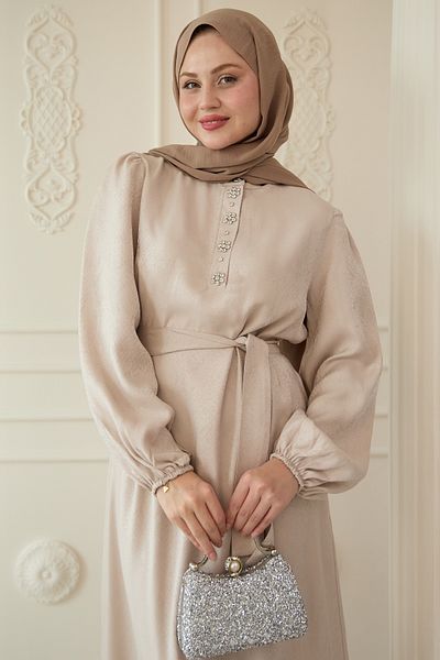 InStyle Rochie jacquard de piatră cu detaliu de piatră