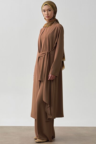 Tuğba Beli Kuşaklı Tunik Takım - Taba