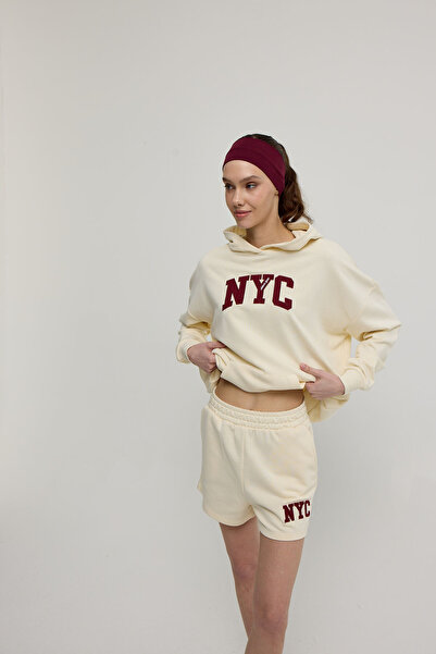 TUBİA Kadın Vanilya NYC Baskılı Şort