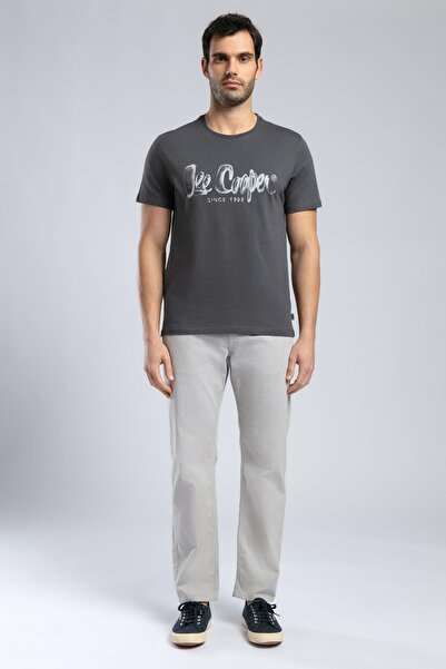 Lee Cooper Drawinglogo Erkek %100 Pamuk O Yaka T-Shirt Antrasit