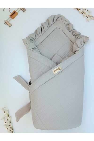 Tomuycuk Gri 4 Kat Müslin Bebek Battaniyesi - %100 Pamuklu & Yumuşak Yenidoğan Uyku Kundağı