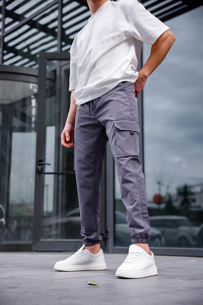 Pobudo Anthracite Colored Parachute Fabric Men's Trousers