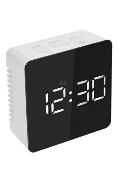 COOYA LED Digital Desktop Mirror Alarm Clock Black/White