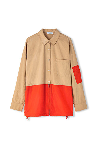 Twist Colorblock Zippered Shirt